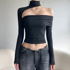 Damen modisches Oberteil mit asymmetrischem Schnitt und elegantem Rüschenbesatz R&B