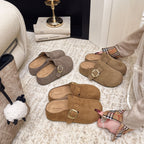 Damen Clogs aus hochwertigem Wildleder mit eleganter Schnalle R&B