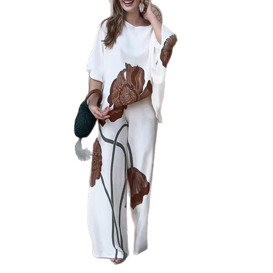 Damen modisches Ensemble mit floralem Design und weitem Schnitt R&B
