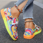 Damen sportliche Sneakers mit buntem Mustermix R&B