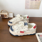 Damen Modische Chunky Sneakers mit flauschigem Obermaterial R&B