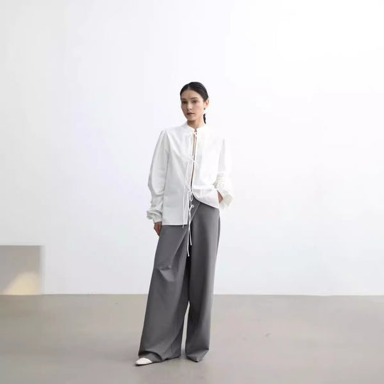Damen Verspielte Bluse mit Rüschendetails und Kordelzug R&B