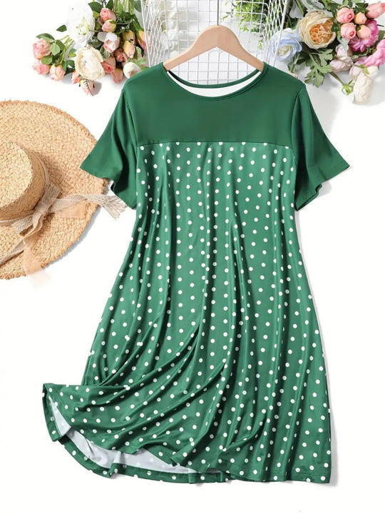 Damen Polka Dot Sommerkleid mit lässigem Schnitt und weichem Material R&B