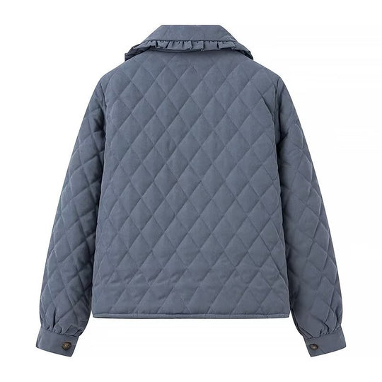 Damen gesteppte Übergangsjacke mit großem Kragen und praktischen Taschen R&B