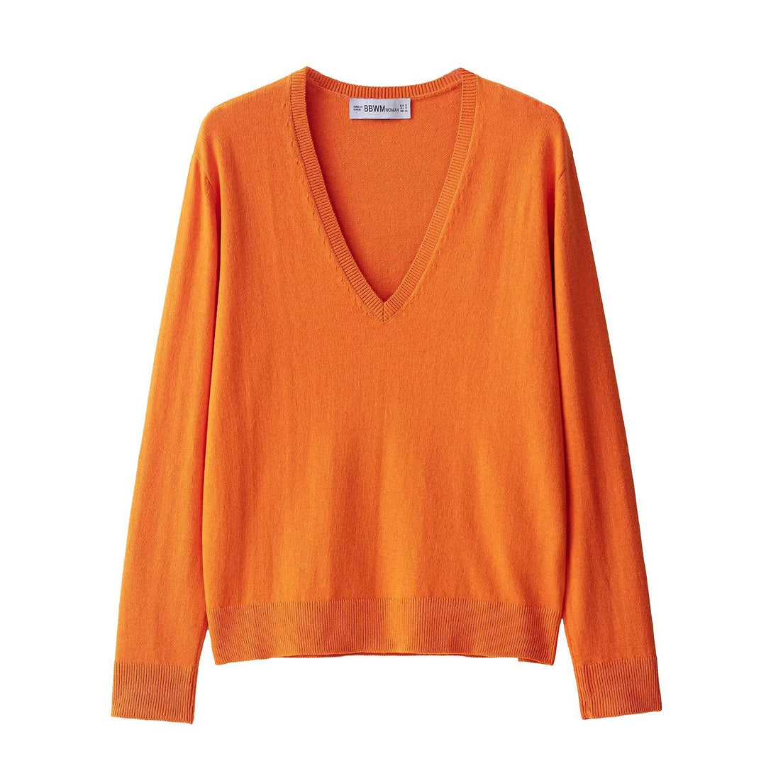 Damen eleganter V-Ausschnitt Strickpullover R&B