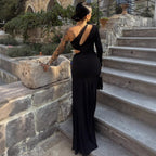 Damen Elegantes asymmetrisches Kleid mit Schößchen und hautfreundlichem Stoff R&B