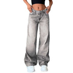 Damen Weite High-Waist Jeans mit elegantem Design und lässigem Schnitt R&B