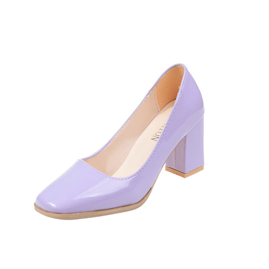 Damen elegante Pumps mit quadratischer Zehenkappe und hohem Blockabsatz R&B