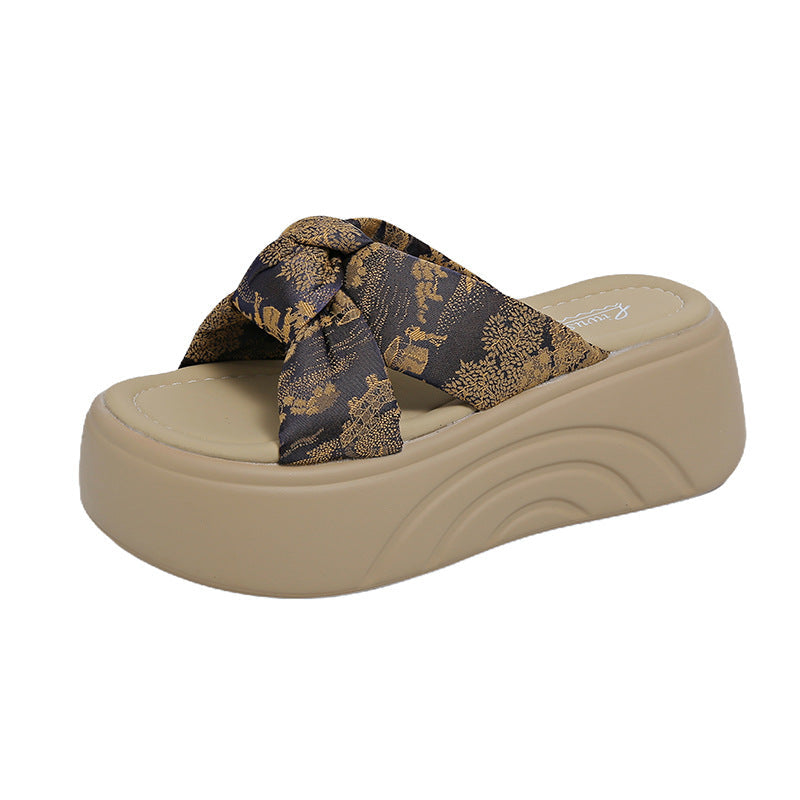 Damen Komfortable Plateau-Sandalen mit modischem Schleifen-Design