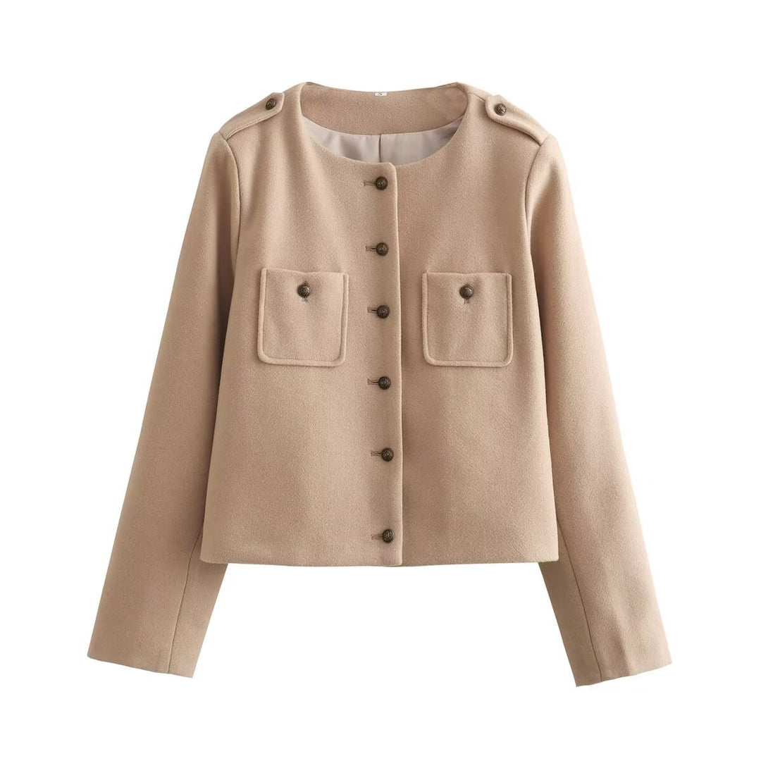 Damen elegante Kurzjacke mit dekorativen Knopfdetails R&B