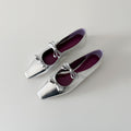 Damen Ballerinas mit schimmernder Metallic-Oberfläche und verspieltem Schleifendetail