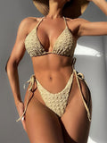 Damen Triangel-Bikini mit strukturiertem Oberteil und hohem Beinausschnitt