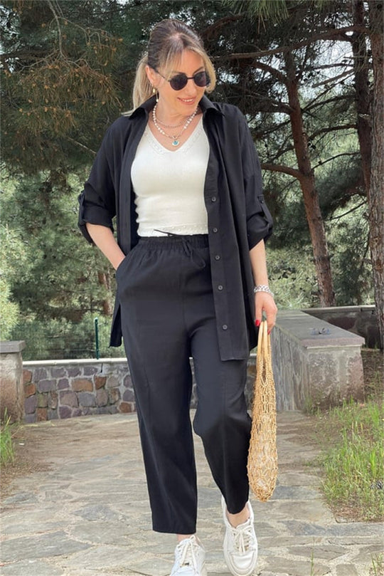 Damen Lockeres Hemd mit Stehkragen R&B