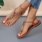 Damen Zehentrenner-Sandalen mit dekorativem Anhänger und rutschfester Sohle R&B