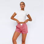 Damen Baumwoll-Shorts mit elastischem Bund und Streifenmuster R&B