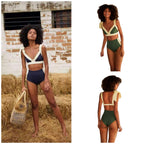 Damen Hoch geschnittener Bikini mit elegantem Wickeldetail R&B