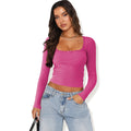 Damen Langarmshirt mit eleganter Rüsche und körpernaher Passform