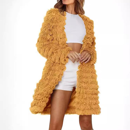 Damen Langer Fransenmantel R&B