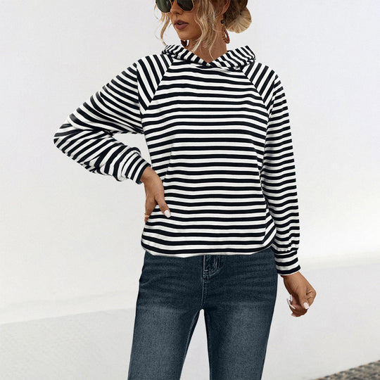 Damen Kapuzensweatshirt mit gestreiftem Design und modernem Schnitt R&B