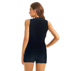 Damen Sportlicher Schwimmanzug mit halblangem Reißverschluss und transparenten Einsätzen R&B