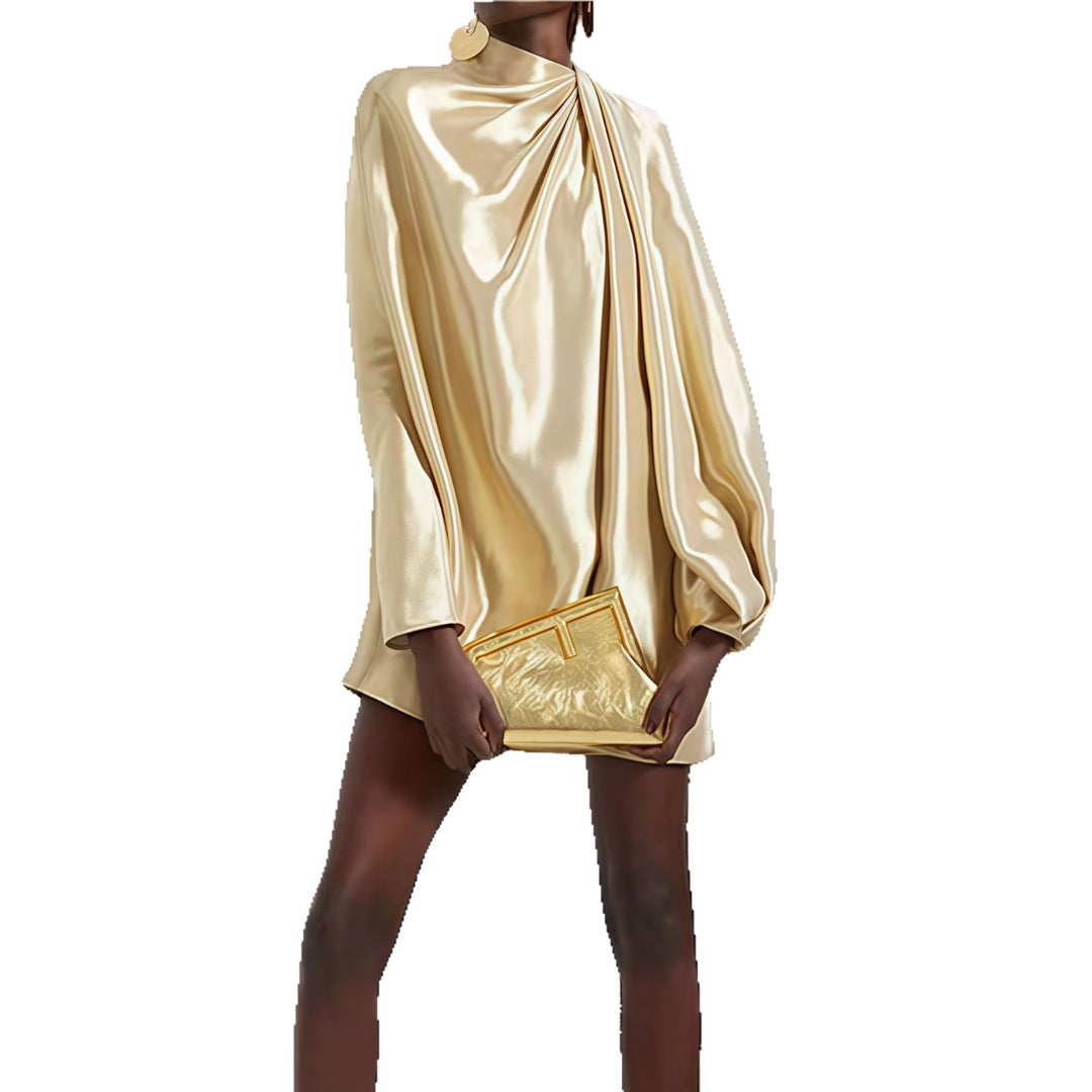 Damen elegantes Chiffon-Kleid mit voluminösem Schnitt und schimmerndem Obermaterial R&B