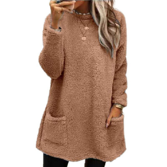 Damen Kuscheliger Fleece-Pullover mit weitem Schnitt und praktischen Taschen R&B