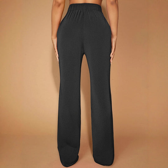 Damen Elegante Hochtaillierte Stoffhose mit diagonalen Nähte und dekorativem Gürtel R&B