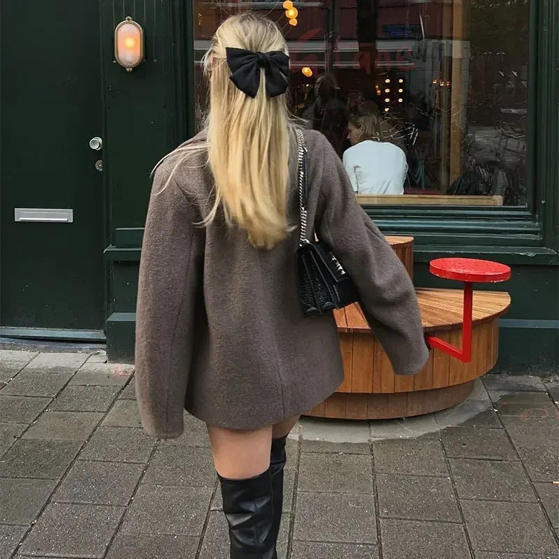 Damen Oversized Wollmantel R&B