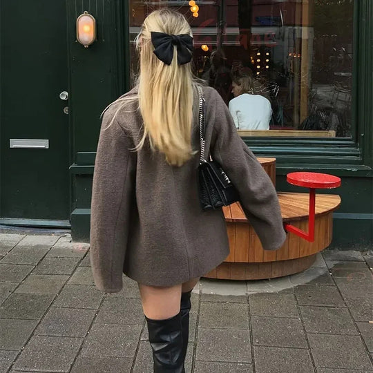 Damen Oversized Wollmantel R&B