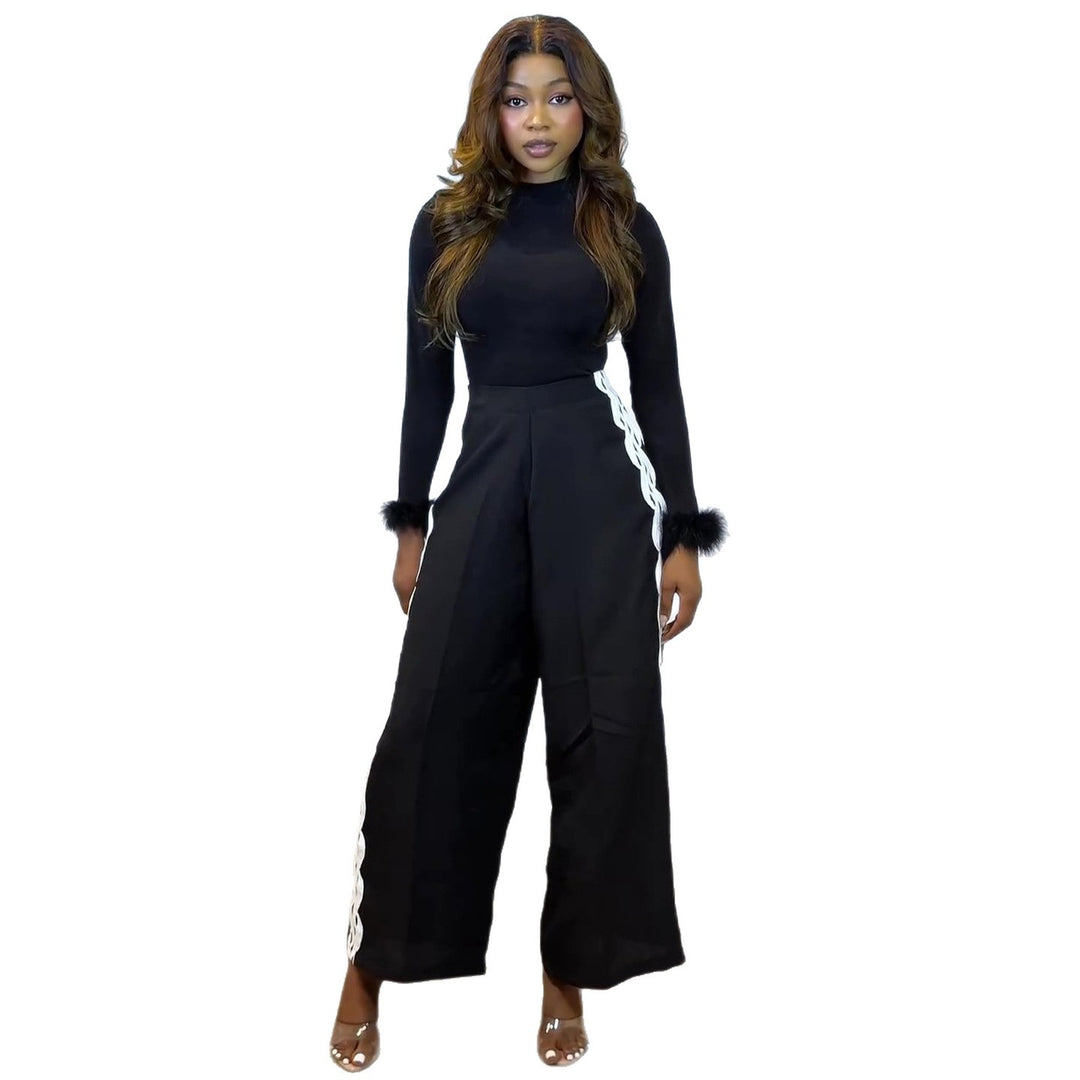 Damen Elegantes Set mit figurbetonendem Oberteil und weitem Hosenstil R&B