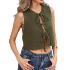 Damen lässiges Crop-Top mit Schleifenbindung R&B