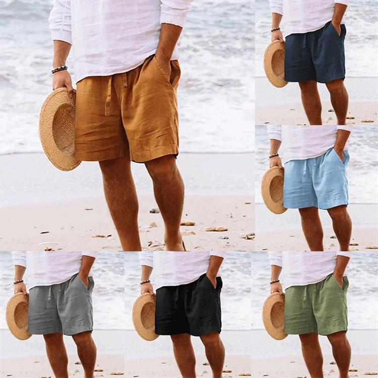 Herren nan lässige Reise-Bermuda mit Crinkle-Struktur, verstellbarem Tunnelzug und großvolumigen Einschubtaschen R&B