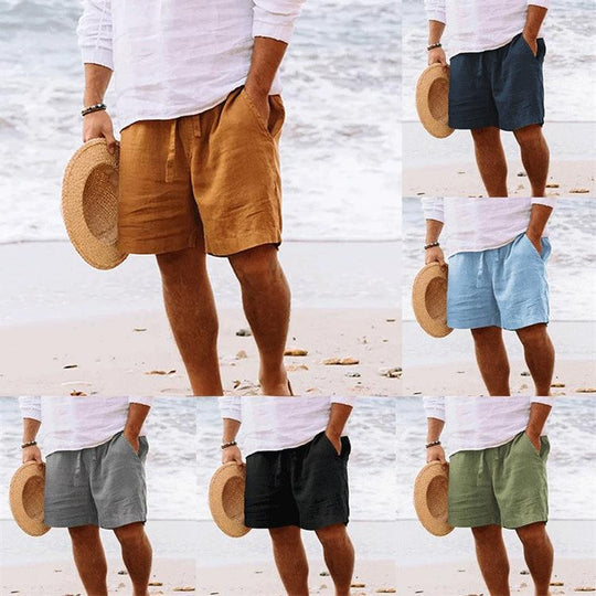 Herren nan lässige Reise-Bermuda mit Crinkle-Struktur, verstellbarem Tunnelzug und großvolumigen Einschubtaschen R&B