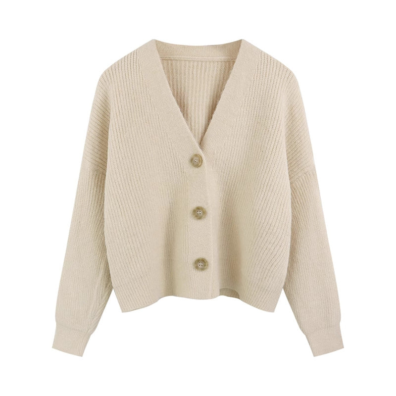 Damen Strickjacke mit V-Ausschnitt und hochwertigen Knopfdetails R&B