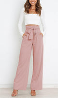 Damen Weit geschnittene High-Waist-Hose mit Binde-Gürtel und Taschen R&B