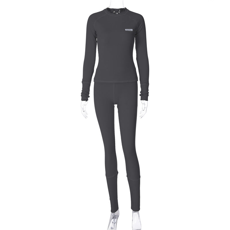 Damen Sportliches Funktions-Set mit langärmligem Oberteil und enganliegender Hose R&B