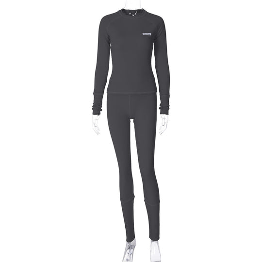 Damen Sportliches Funktions-Set mit langärmligem Oberteil und enganliegender Hose R&B