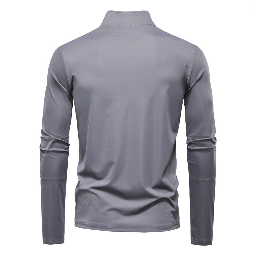 Herren nan Funktions-Langarmshirt mit Stehkragen und halbem Reißverschluss R&B