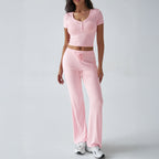 Damen Kombinations-Set mit cropped Oberteil und weiten Hosen R&B