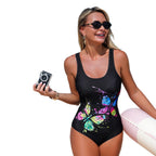 Damen Badeanzug mit buntem Schmetterlingsdruck R&B