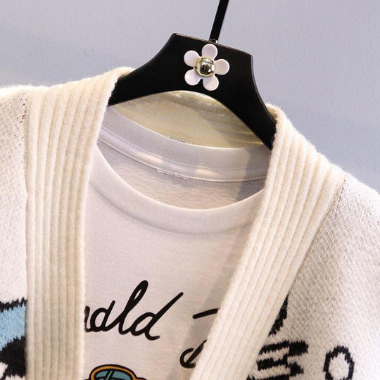 Damen Großer Strickcardigan mit verspieltem Motiv R&B