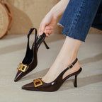 Damen Slingback Pumps mit eleganter Schnallenapplikation