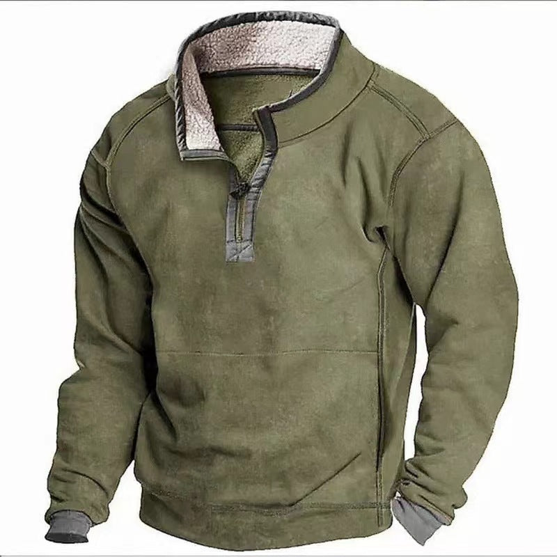 Herren Fleecesweater mit hochgeschlossenem Kragen und praktischem Reißverschluss R&B