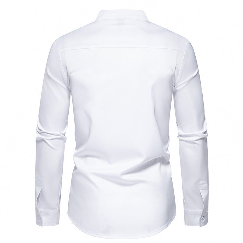 Herren modisches Designerhemd mit asymmetrischem Schnitt und innovativem Knopfdesign R&B