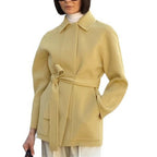 Damen Modische Oversized-Jacke mit Gürtel und hochgeschlossenem Kragen R&B