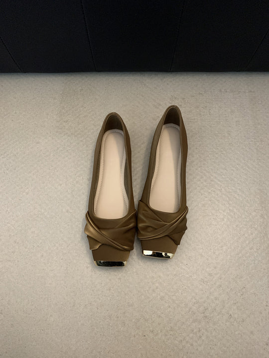 Damen Ballerinas mit eleganter Drapierung und glänzender Schuhspitze R&B