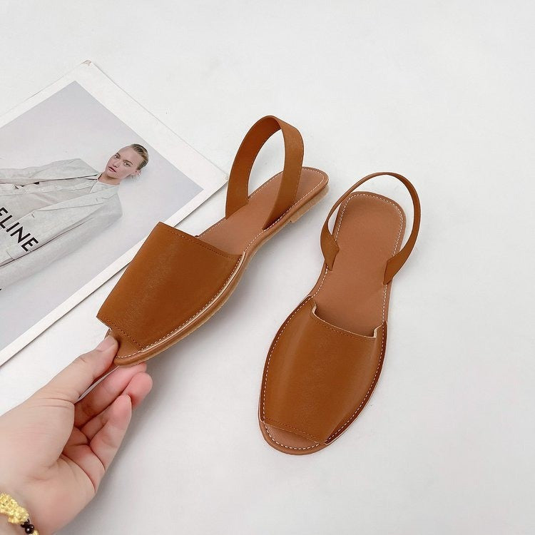 Damen Offene Slingback Sandalen aus hochwertigem Leder mit komfortablem Fußbett R&B