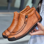 Damen Elegante und bequeme Lederschuhe mit Reißverschluss