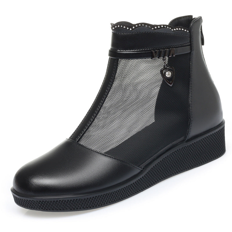 Damen Stiefeletten mit transparentem Mesh-Einsatz und modischem Schmuckdetail R&B