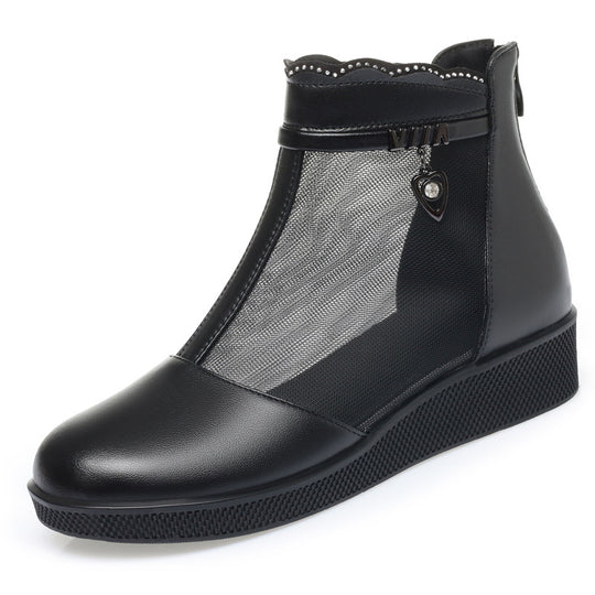 Damen Stiefeletten mit transparentem Mesh-Einsatz und modischem Schmuckdetail R&B